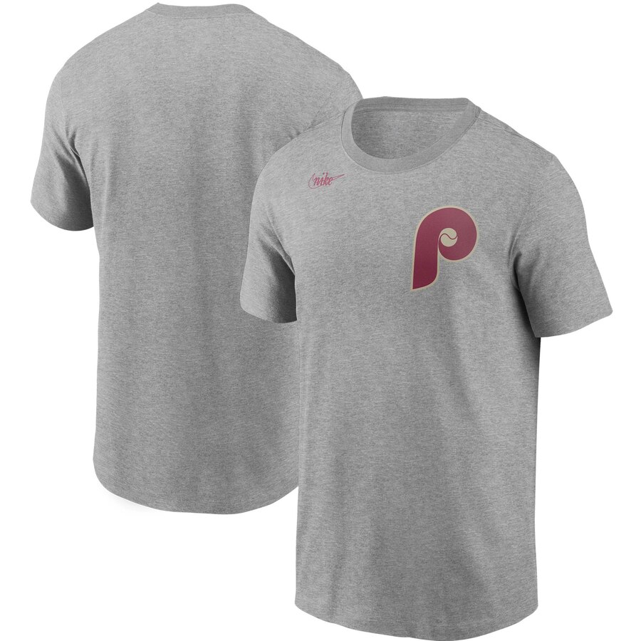 Philadelphia Phillies Nike Cooperstown Collection Wordmark T-Shirt Heathered Gray